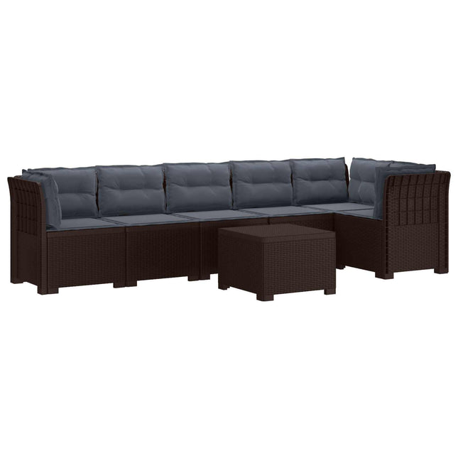 6-personers Have Sofa med Puder Rattan Look PP Brun