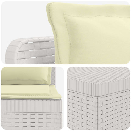 6-personers Have Sofa med Puder Rattan Look PP Hvid