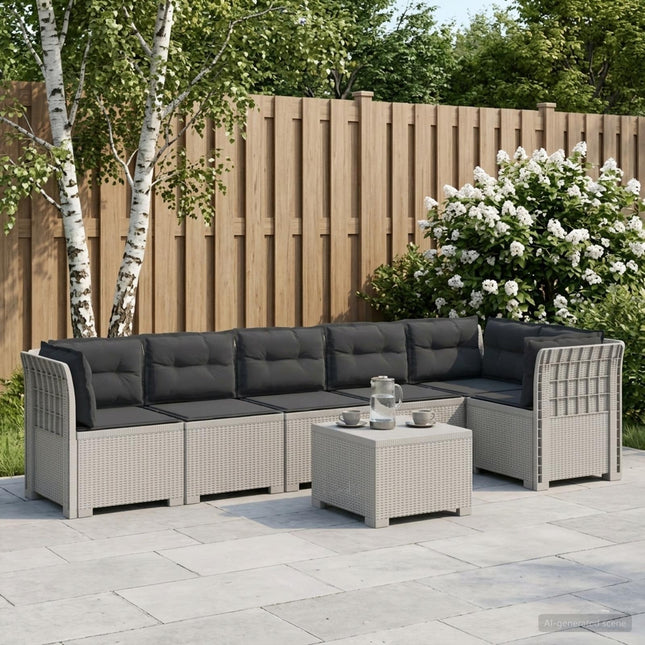6-personers Have Sofa med Puder Rattan Look PP Hvid