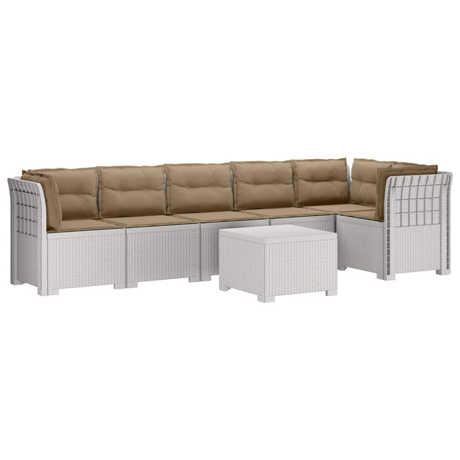 6-personers Have Sofa med Puder Rattan Look PP Hvid