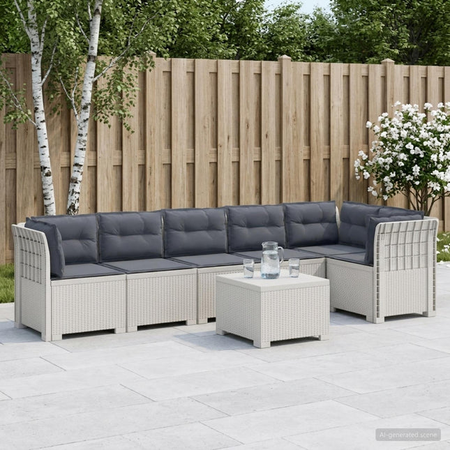 6-personers Have Sofa med Puder Rattan Look PP Hvid