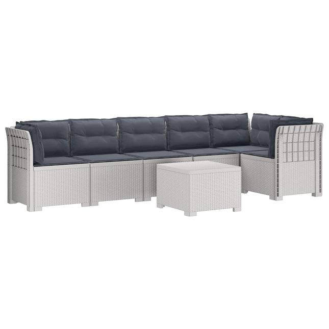 6-personers Have Sofa med Puder Rattan Look PP Hvid