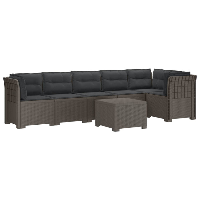 6-personers Have Sofa med Puder Rattan Look PP Lysegrå