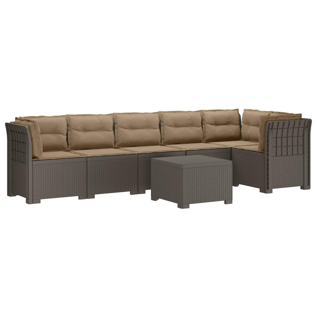 6-personers Have Sofa med Puder Rattan Look PP Lysegrå