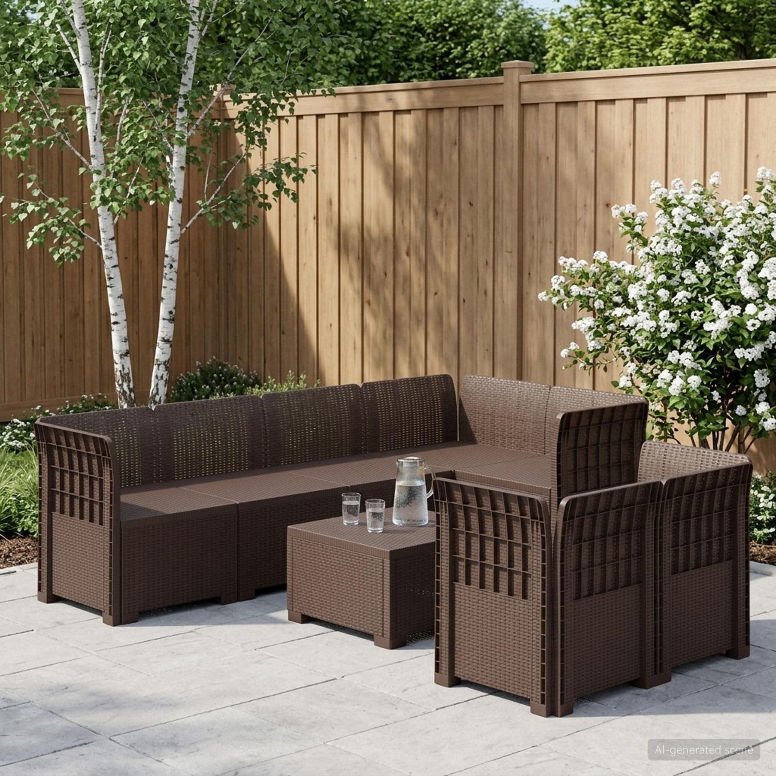7-personers have-sofa i rattanlook PP Brun