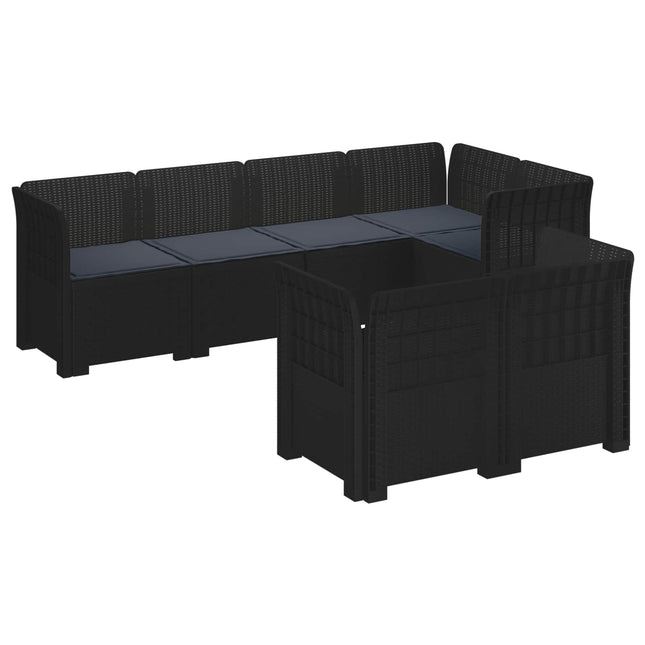 7-personers have-sofa med puder i rattanlook PP Antracit