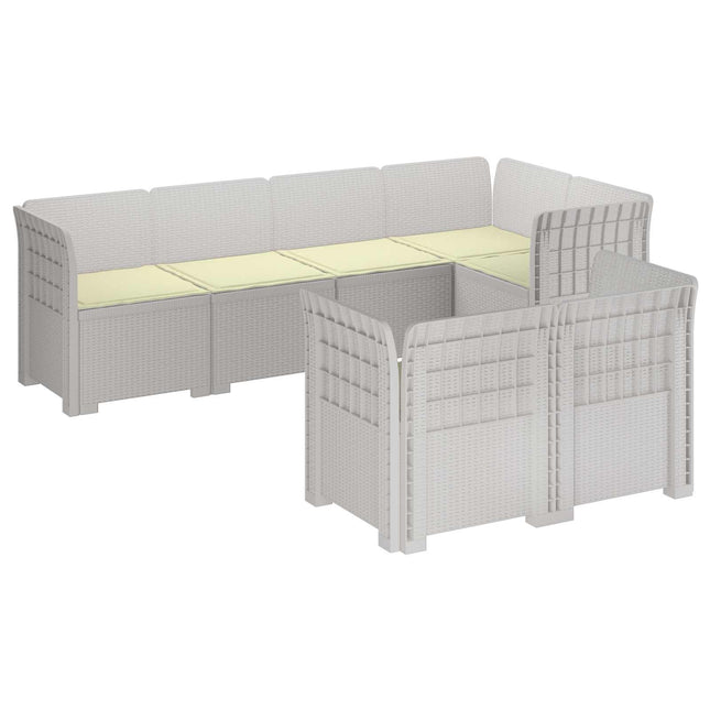 7-personers have-sofa med puder i rattanlook PP Hvid