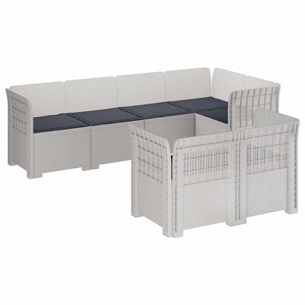 7-personers have-sofa med puder i rattanlook PP Hvid