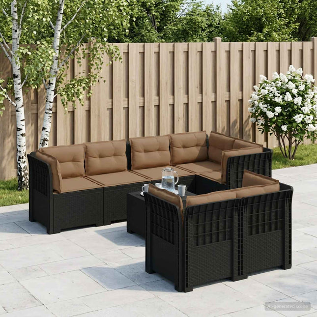 7-personers have-sofa med puder i rattanlook PP Antracit