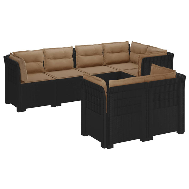 7-personers have-sofa med puder i rattanlook PP Antracit