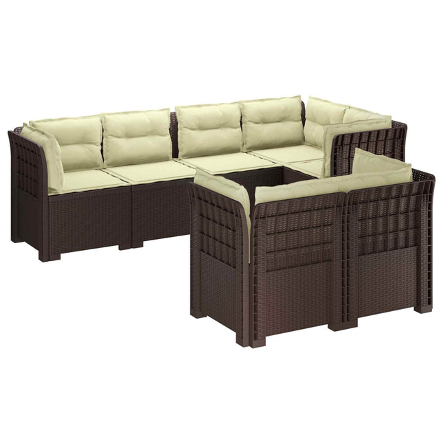 7-personers have-sofa med puder i rattanlook PP Brun