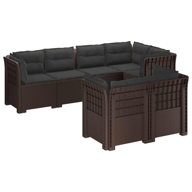 7-personers have-sofa med puder i rattanlook PP Brun