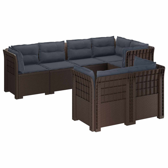 7-personers have-sofa med puder i rattanlook PP Brun