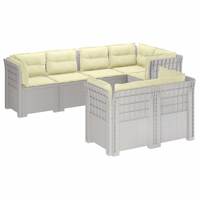 7-personers have-sofa med puder i rattanlook PP Hvid