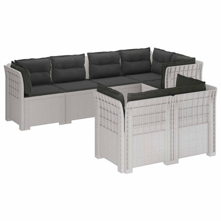 7-personers have-sofa med puder i rattanlook PP Hvid