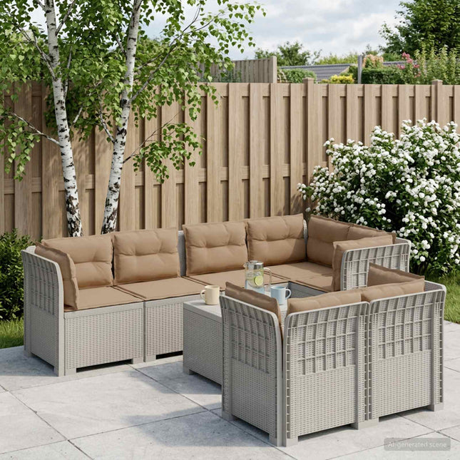 7-personers have-sofa med puder i rattanlook PP Hvid