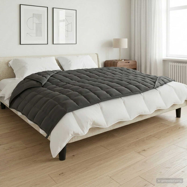 Vægtet tæppe Antracit 140 x 200 cm 6 kg 100% Bomuld 205T