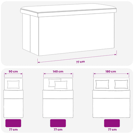 Foldbar opbevaringsbænk Grå 180 kg 80 L 77 x 38 x 38 cm PVC