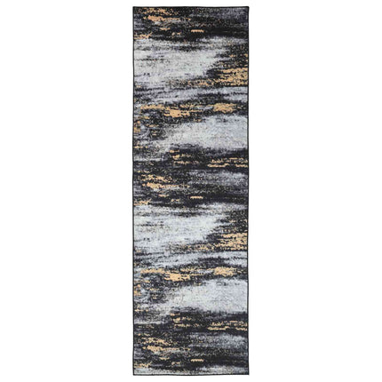 Tæppe Runner LESAKA Sort og Guld 50 x 300 cm Diamantvelour