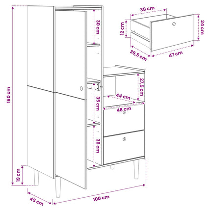 Skab BILBAO Karamel 100 x 45 x 160 cm
