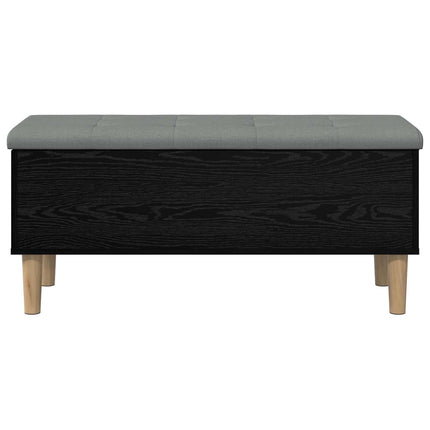 Opbevaringsbænk med pude Sort eg 102 x 42 x 46 cm
