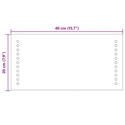 LED badeværelsesspejl Transparent 40 x 20 cm hærdet glas