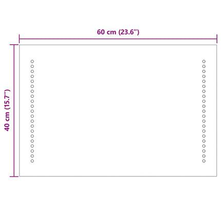 LED badeværelsesspejl Transparent 60 x 40 cm hærdet glas