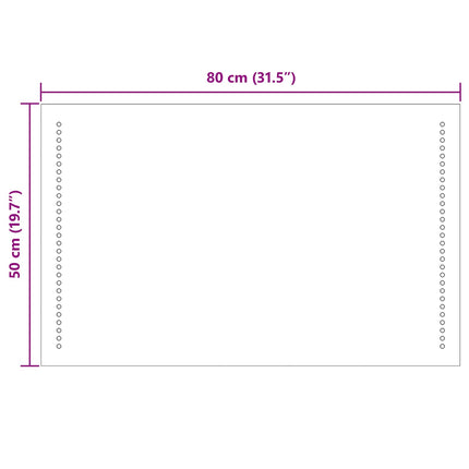 LED badeværelsesspejl Transparent 80 x 50 cm hærdet glas