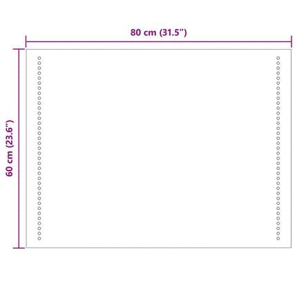 LED badeværelsesspejl Transparent 80 x 60 cm hærdet glas