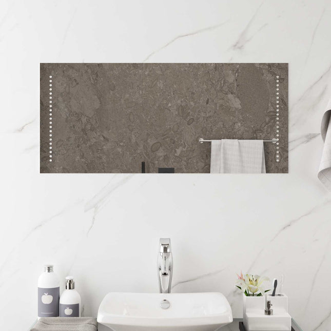 LED badeværelsesspejl Transparent 90 x 40 cm hærdet glas