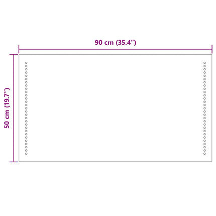 LED badeværelsesspejl Transparent 90 x 50 cm hærdet glas