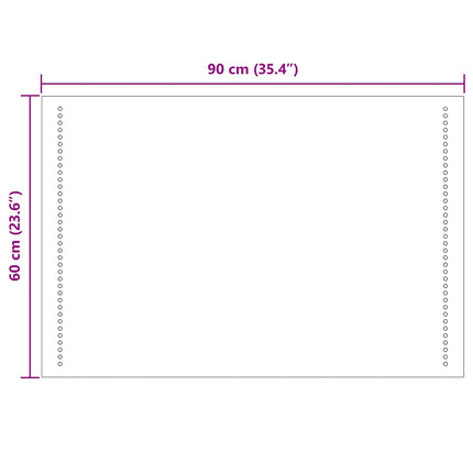 LED badeværelsesspejl Transparent 90 x 60 cm hærdet glas