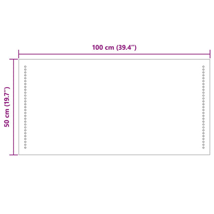 LED badeværelsesspejl Transparent 100 x 50 cm hærdet glas