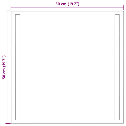LED badeværelsesspejl Transparent 50 x 50 cm hærdet glas