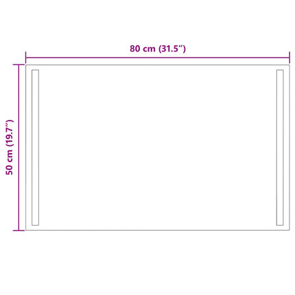 LED badeværelsesspejl Transparent 80 x 50 cm hærdet glas