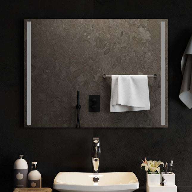 LED badeværelsesspejl Transparent 80 x 60 cm hærdet glas