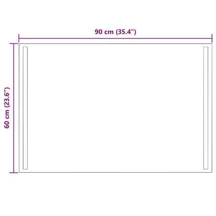 LED badeværelsesspejl Transparent 90 x 60 cm hærdet glas