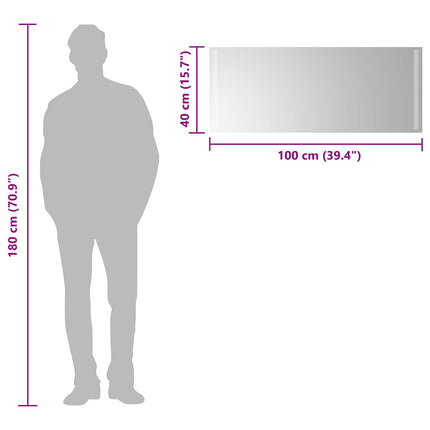 LED badeværelsesspejl Transparent 100 x 40 cm hærdet glas