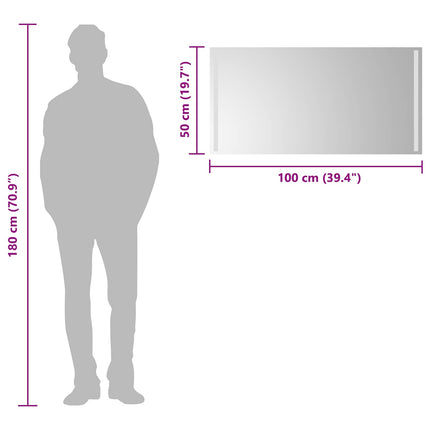 LED badeværelsesspejl Transparent 100 x 50 cm hærdet glas