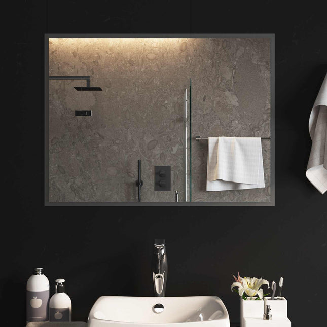 LED badeværelsesspejl Transparent 80 x 60 cm hærdet glas