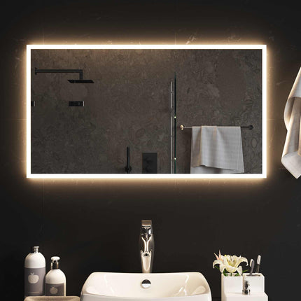 LED badeværelsesspejl Transparent 90 x 50 cm hærdet glas