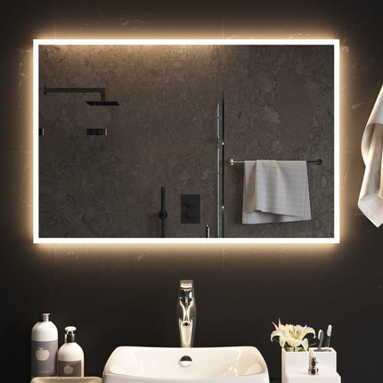 LED badeværelsesspejl Transparent 90 x 60 cm hærdet glas