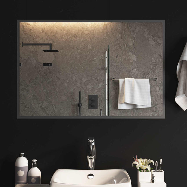 LED badeværelsesspejl Transparent 90 x 60 cm hærdet glas