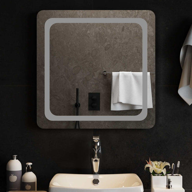 LED badeværelsesspejl Transparent 60 x 60 cm hærdet glas