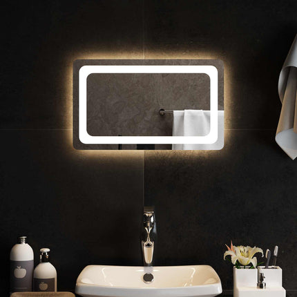 LED badeværelsesspejl Transparent 50 x 30 cm hærdet glas