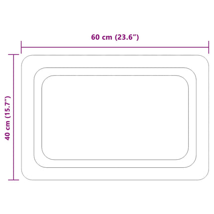 LED badeværelsesspejl Transparent 60 x 40 cm hærdet glas