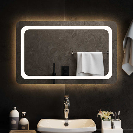 LED badeværelsesspejl Transparent 80 x 50 cm hærdet glas