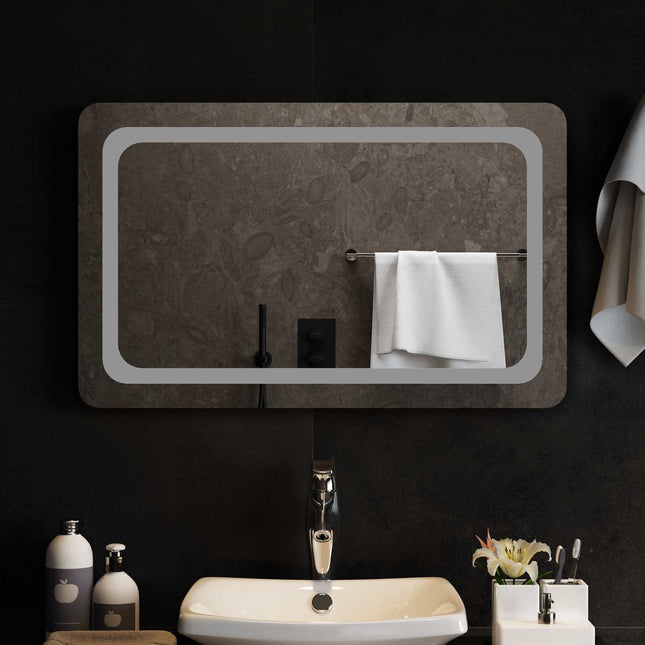 LED badeværelsesspejl Transparent 80 x 50 cm hærdet glas