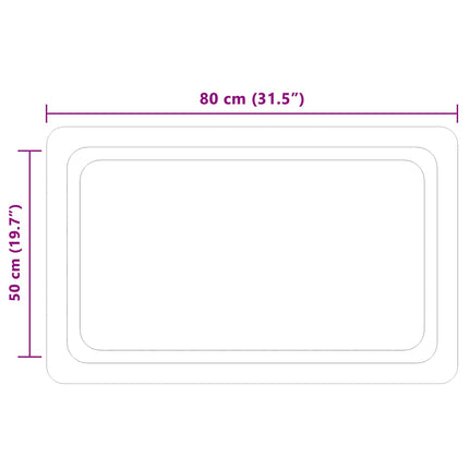 LED badeværelsesspejl Transparent 80 x 50 cm hærdet glas