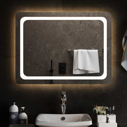 LED badeværelsesspejl Transparent 80 x 60 cm hærdet glas